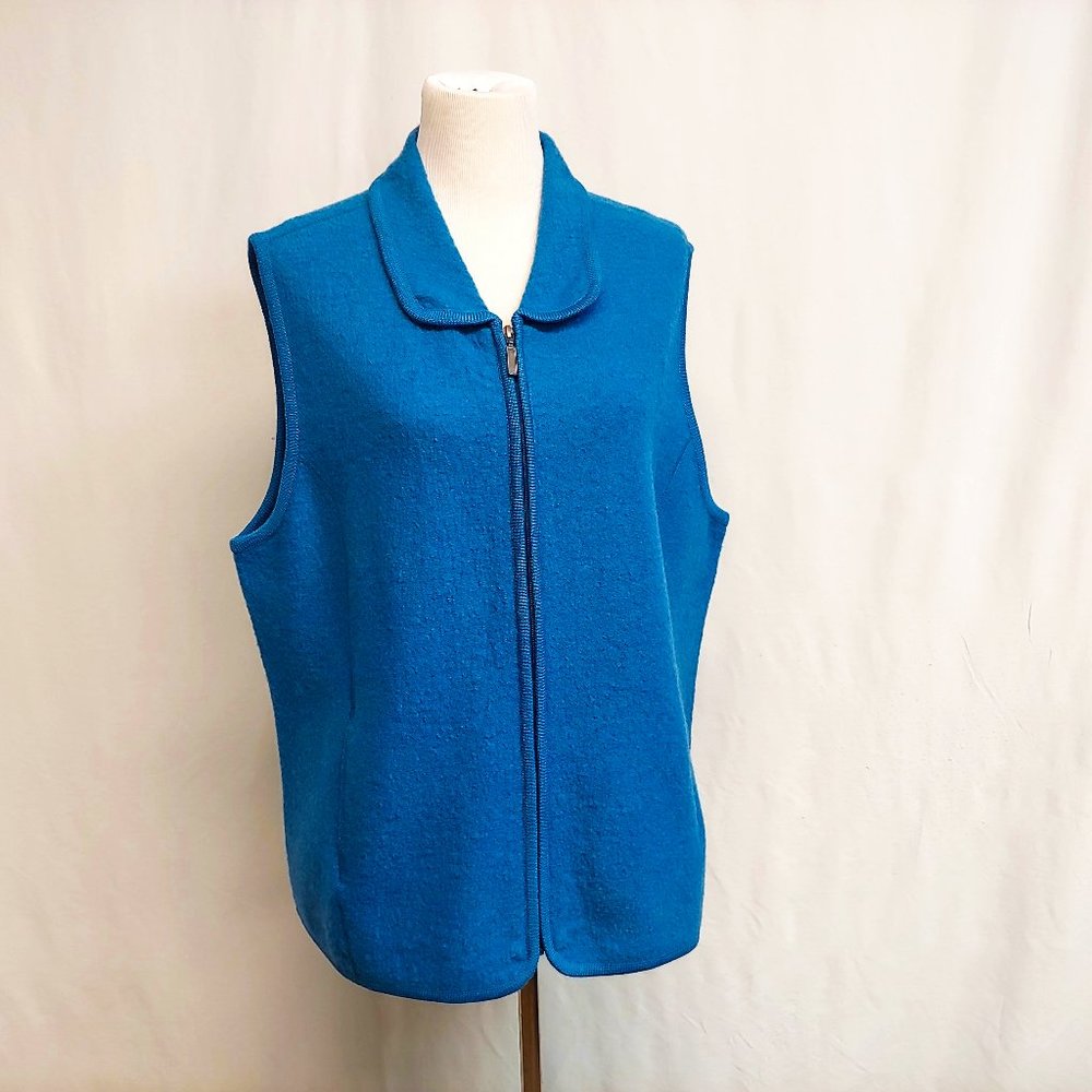 The TOG Shop 100% Wool Turquoise Teal Winter Zip Vest